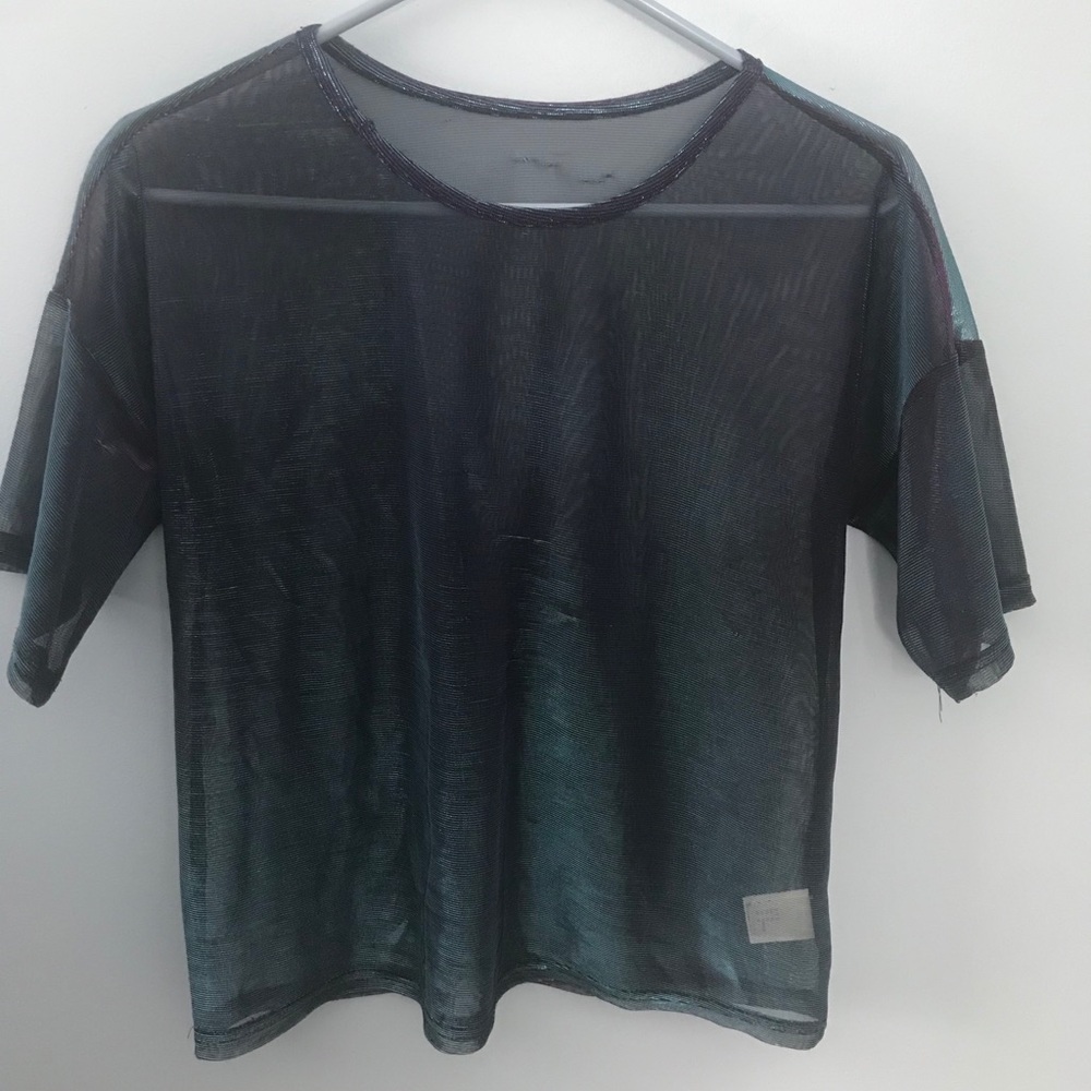 Iridescent sheer top